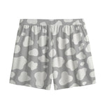 White And Grey Cow Print Mesh Shorts