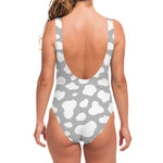 White And Grey Cow Print One Piece Swimsuit