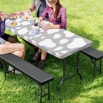 White And Grey Cow Print Picnic Table Cover