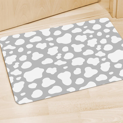 White And Grey Cow Print Polyester Doormat