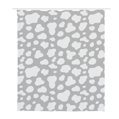 White And Grey Cow Print Polyester Shower Curtain