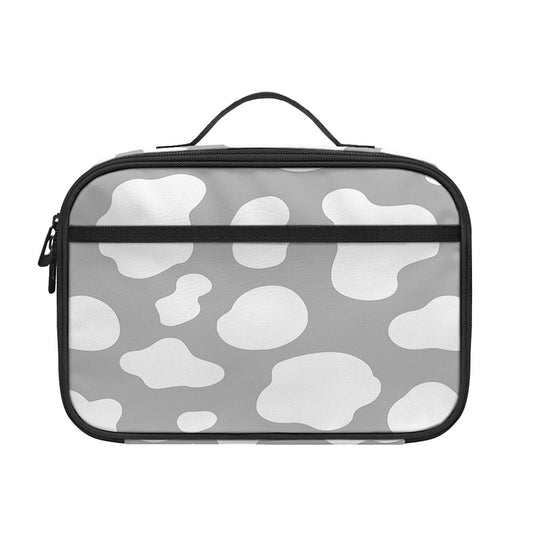 White And Grey Cow Print Portable Lunch Bag