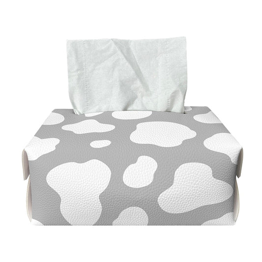 White And Grey Cow Print Rectangle Tissue Box Cover