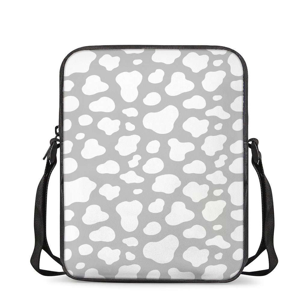 White And Grey Cow Print Rectangular Crossbody Bag