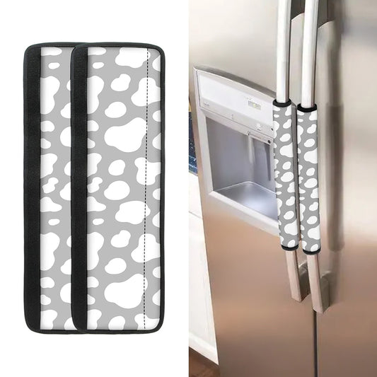 White And Grey Cow Print Refrigerator Handle Covers