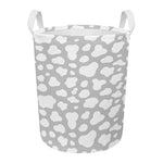 White And Grey Cow Print Round Laundry Basket