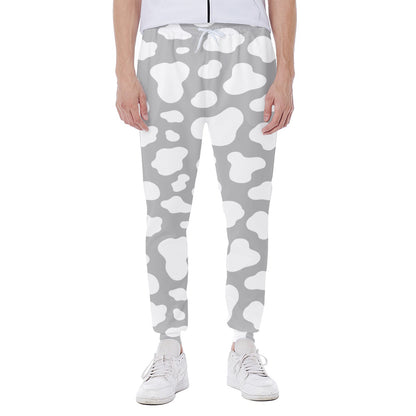 White And Grey Cow Print Scuba Joggers