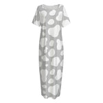 White And Grey Cow Print Short Sleeve Long Nightdress
