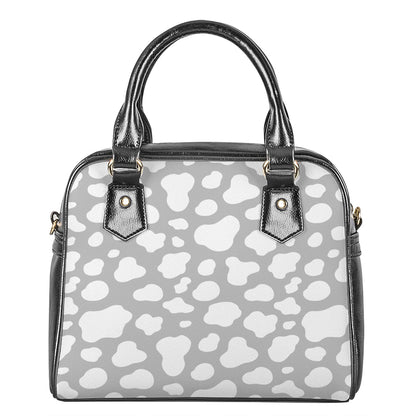 White And Grey Cow Print Shoulder Handbag