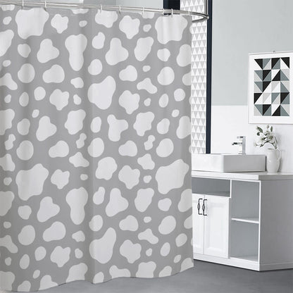 White And Grey Cow Print Shower Curtain