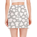 White And Grey Cow Print Side Slit Mini Skirt