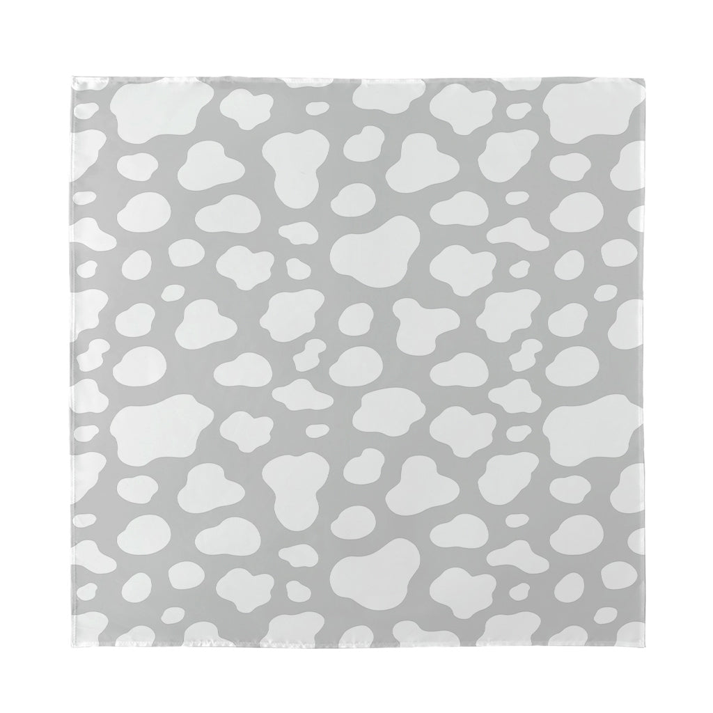 White And Grey Cow Print Silk Bandana