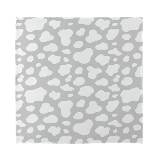 White And Grey Cow Print Silk Bandana
