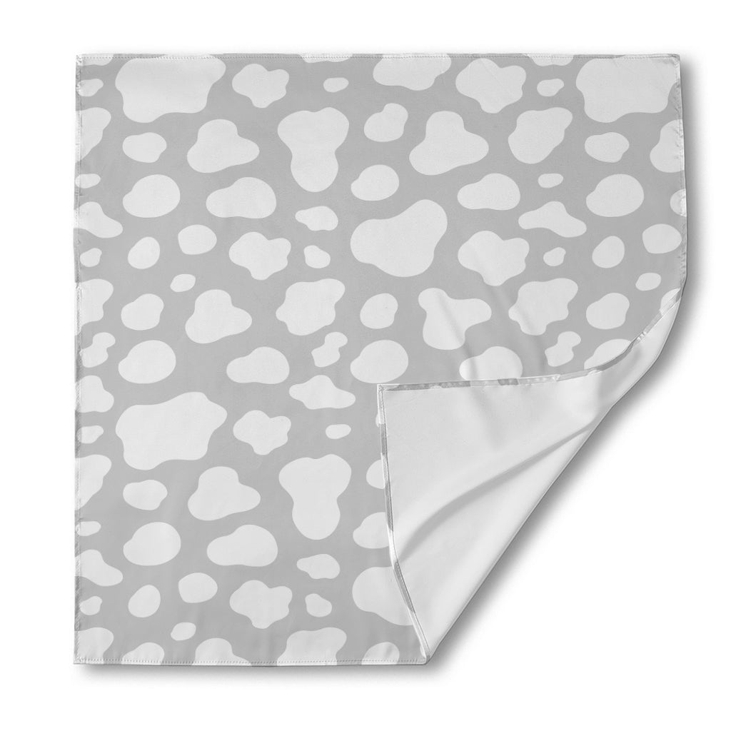 White And Grey Cow Print Silk Bandana