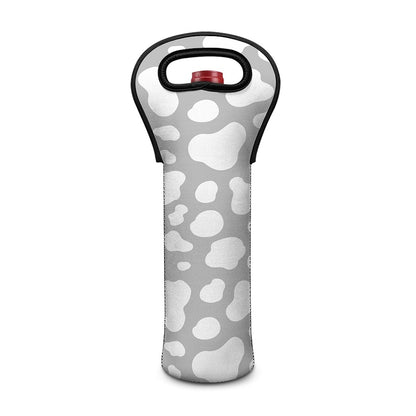 White And Grey Cow Print Single Neoprene Wine Tote