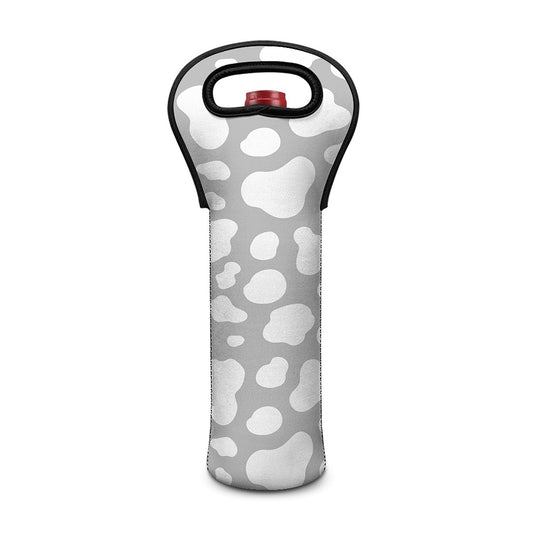 White And Grey Cow Print Single Neoprene Wine Tote