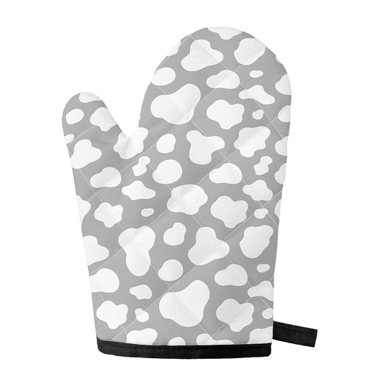 White And Grey Cow Print Single Oven Mitt