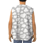 White And Grey Cow Print Sleeveless Baseball Jersey