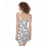 White And Grey Cow Print Sleeveless Bodycon Dress