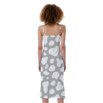 White And Grey Cow Print Slim Fit Midi Cami Dress