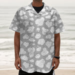 White And Grey Cow Print Textured Short Sleeve Shirt