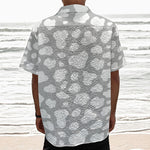 White And Grey Cow Print Textured Short Sleeve Shirt