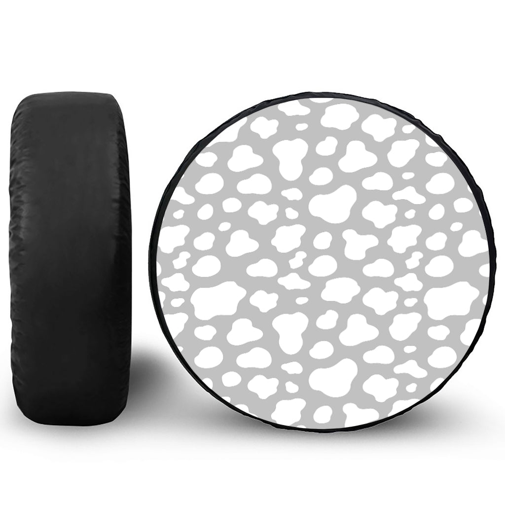 White And Grey Cow Print Tire Cover