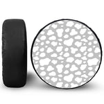 White And Grey Cow Print Tire Cover