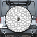 White And Grey Cow Print Tire Cover With Camera Hole