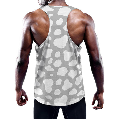 White And Grey Cow Print Training Tank Top