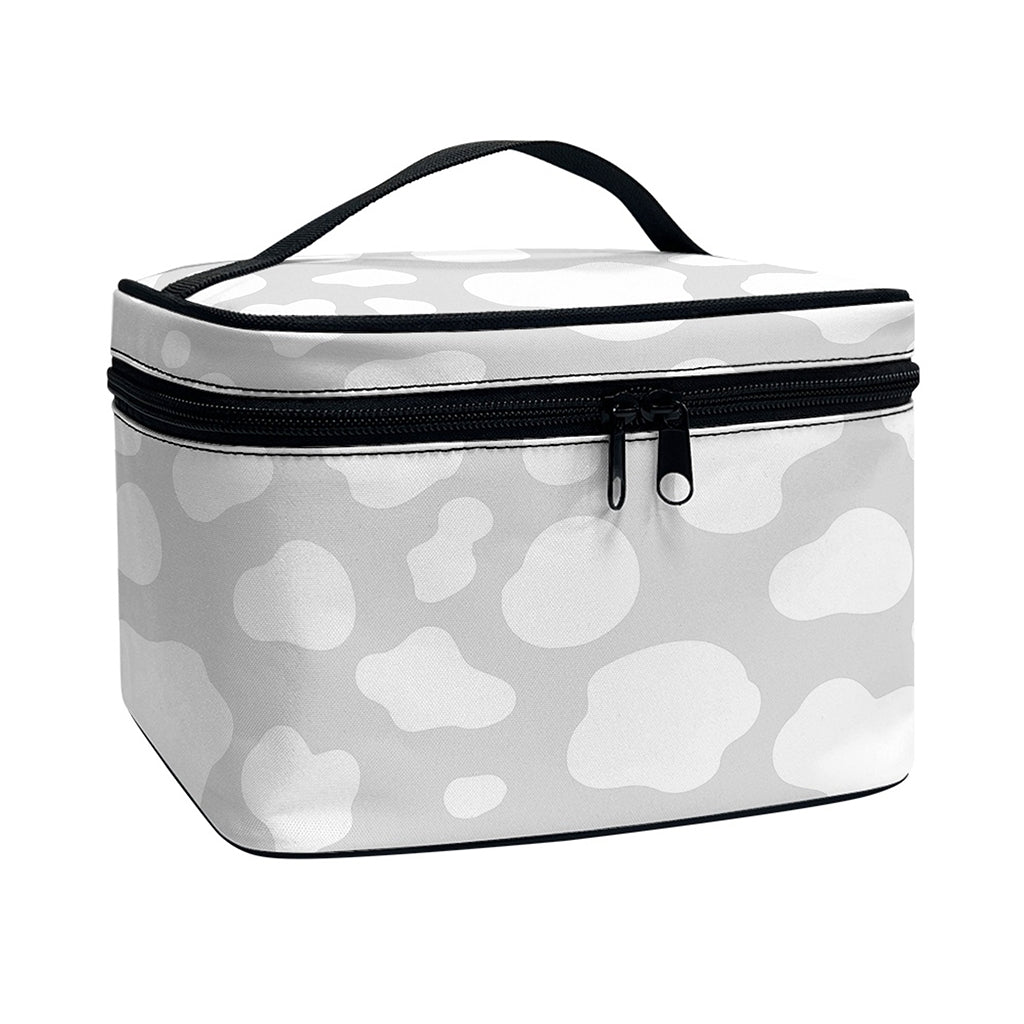 White And Grey Cow Print Travel Makeup Bag