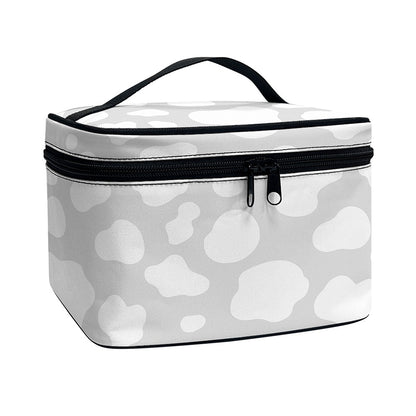 White And Grey Cow Print Travel Makeup Bag