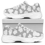 White And Grey Cow Print White Chunky Shoes