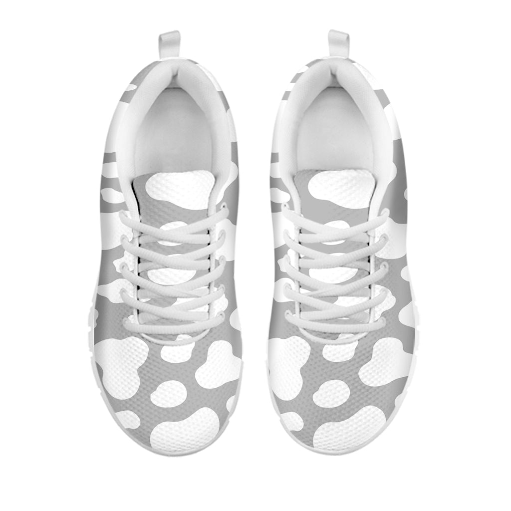 White And Grey Cow Print White Running Shoes
