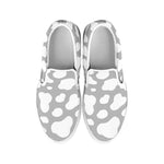 White And Grey Cow Print White Slip On Sneakers