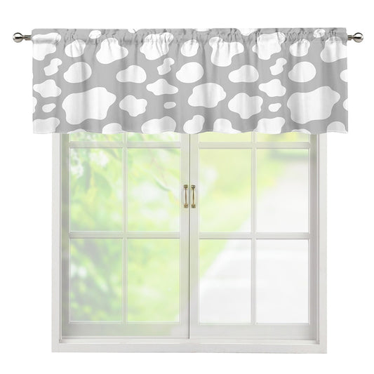 White And Grey Cow Print Window Valance
