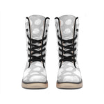 White And Grey Cow Print Winter Boots