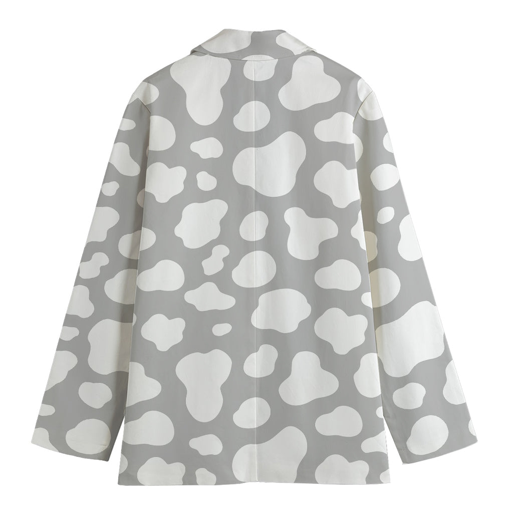 White And Grey Cow Print Women's Blazer