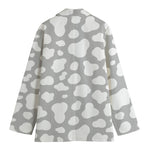 White And Grey Cow Print Women's Cotton Blazer