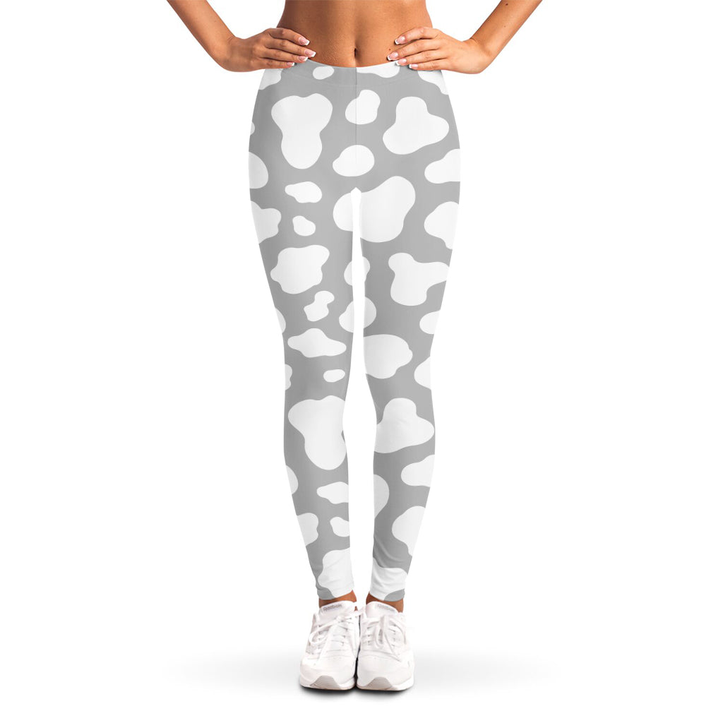 White And Grey Cow Print Women's Leggings