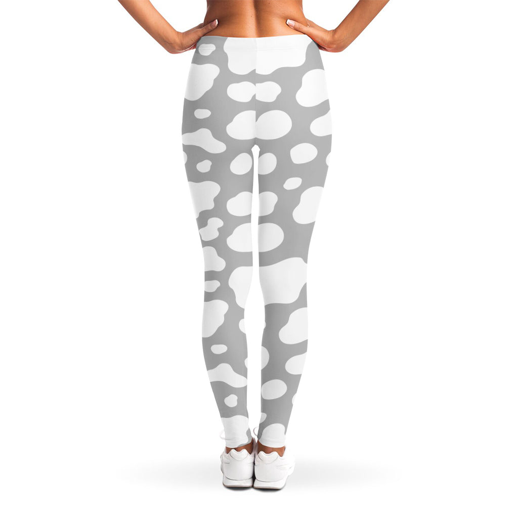 White And Grey Cow Print Women's Leggings