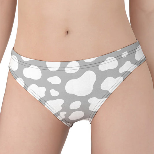 White And Grey Cow Print Women's Panties