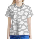 White And Grey Cow Print Women's Polo Shirt