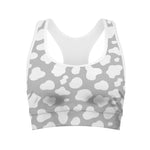 White And Grey Cow Print Women's Sports Bra