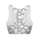 White And Grey Cow Print Women's Sports Bra