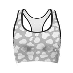 White And Grey Cow Print Women's Sports Bra