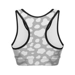 White And Grey Cow Print Women's Sports Bra
