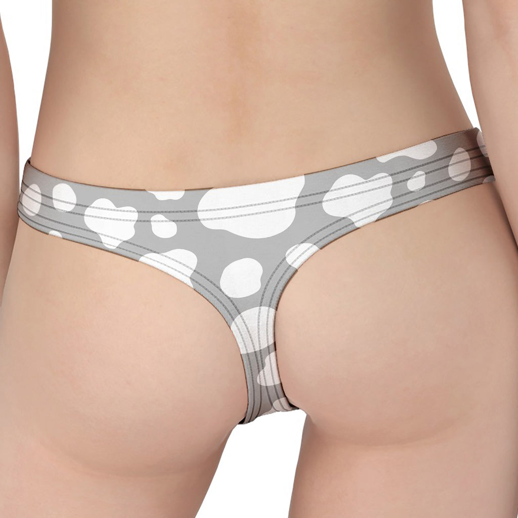 White And Grey Cow Print Women's Thong