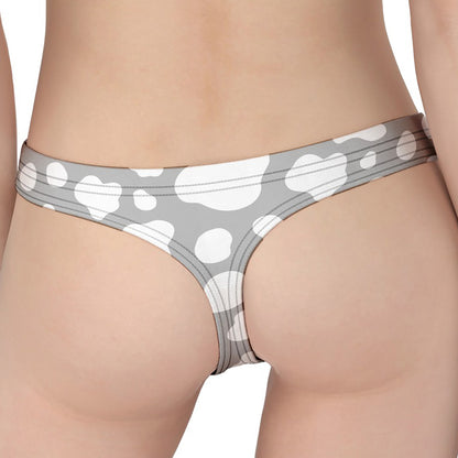 White And Grey Cow Print Women's Thong