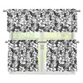 White And Grey Hawaiian Pattern Print 3 Piece Kitchen Curtains